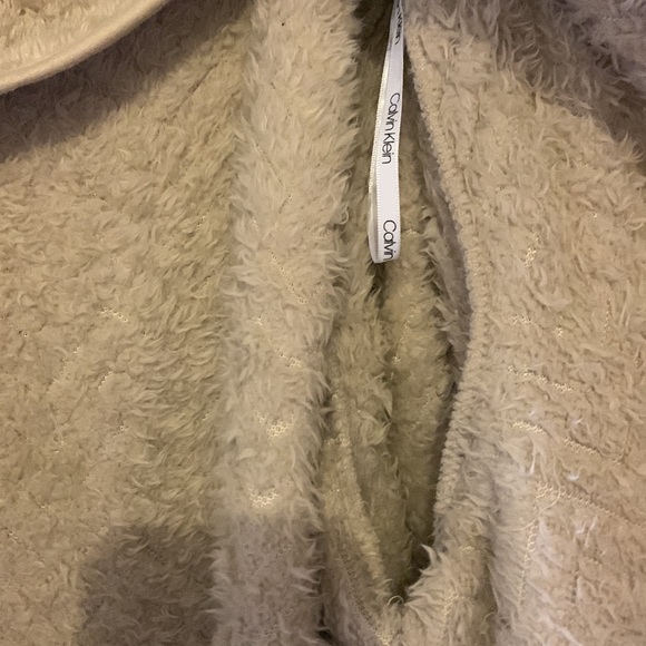 Calvin Klein cozy Khaki Tan fleece Teddy Jacket Coat - Picture 8 of 10